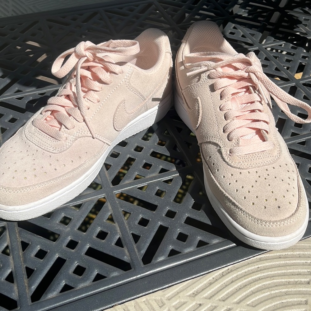 Nike Women’s Pink Suede Low Court Vision Sneakers